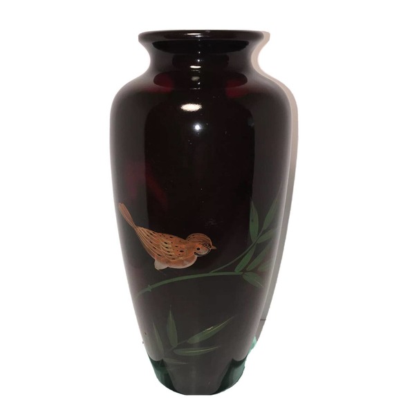 YellowWare Vase Bird , possibly Japanese , wonderful color and design. - Picture 2 of 12